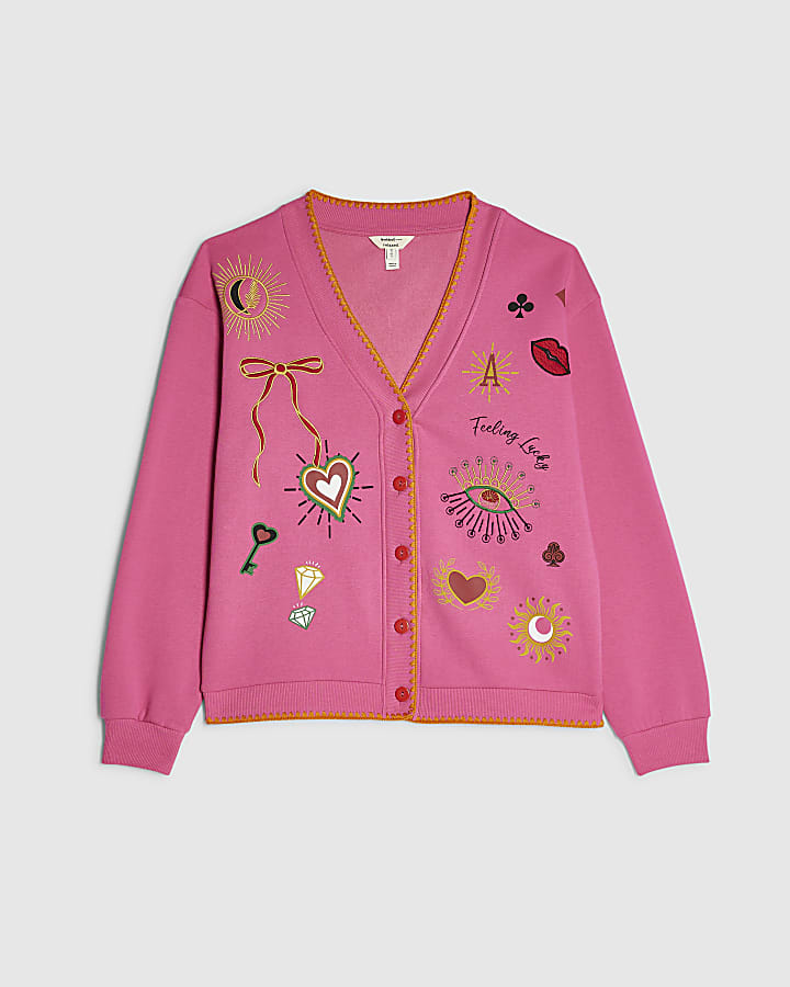 Pink Quirky Boutique Sweatshirt Cardigan
