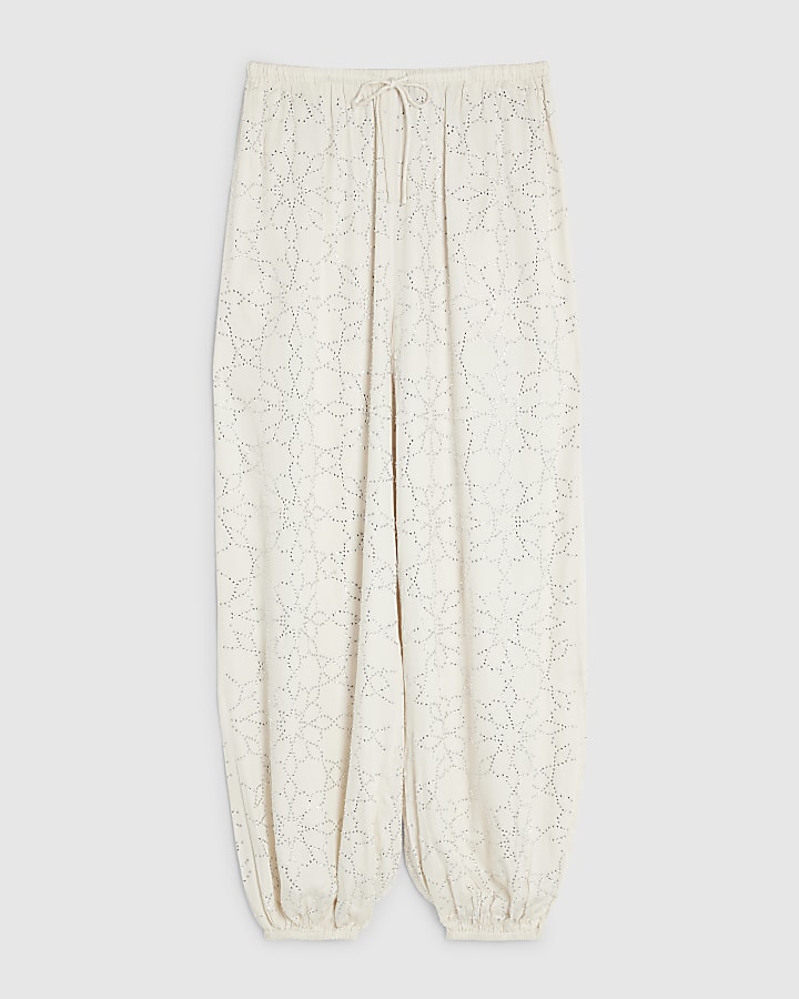 Cream Hotfix Balloon Leg Trousers