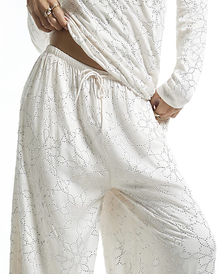 Cream Hotfix Balloon Leg Trousers