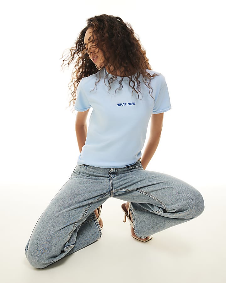 Blue What Now Embroidered T-Shirt