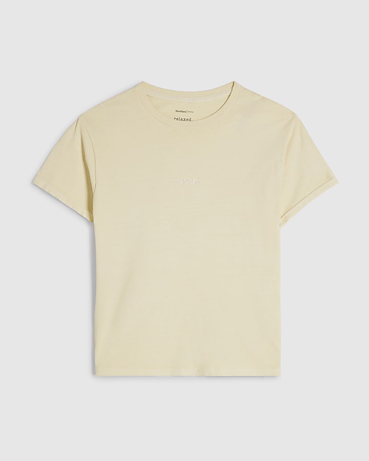 Yellow I'm Sat Embroidered T-Shirt
