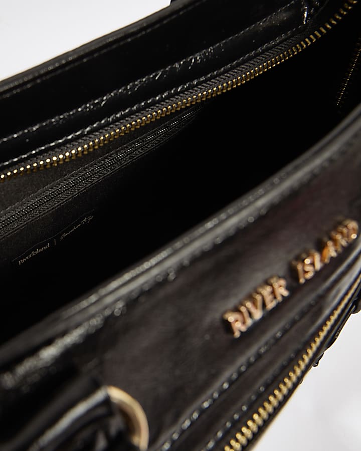 Black Zip Panel Tote Bag