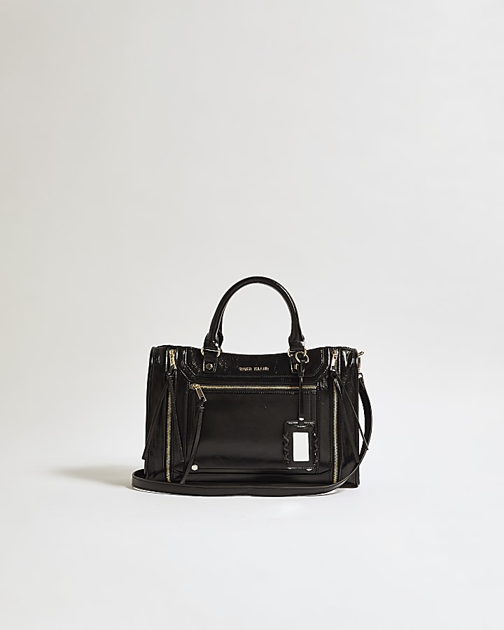 Black Zip Panel Tote Bag