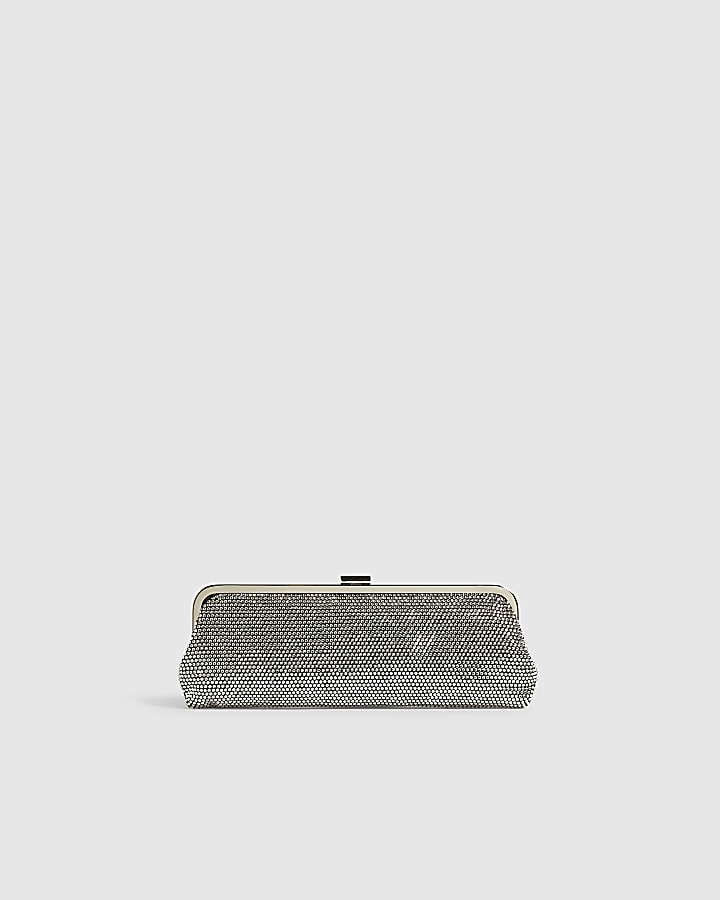 Black Diamante Slim Clutch Bag