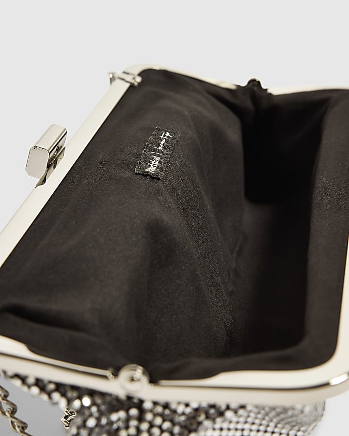 Black Diamante Slim Clutch Bag