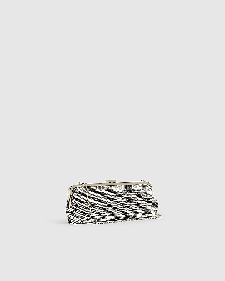 Black Diamante Slim Clutch Bag