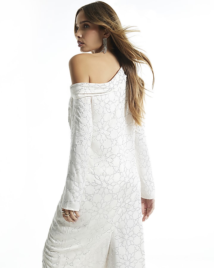 Cream Hotfix Asymmetric Top