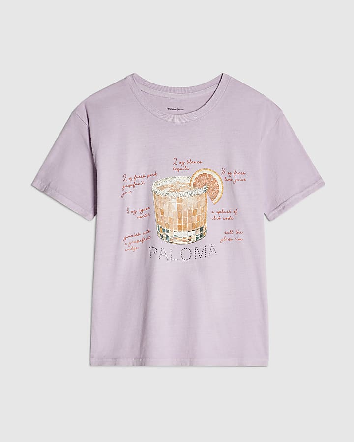 Purple Cotton Paloma Hotfix T-Shirt