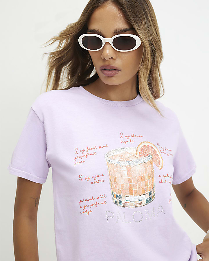 Purple Cotton Paloma Hotfix T-Shirt