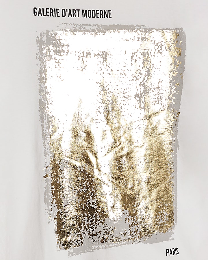 White Short Sleeve Metallic Foil T-Shirt
