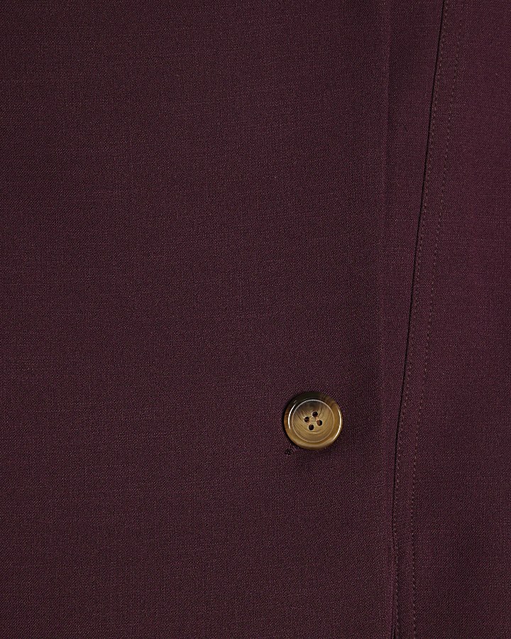 Red Funnel Neck Cocoon Sleeve Jacket
