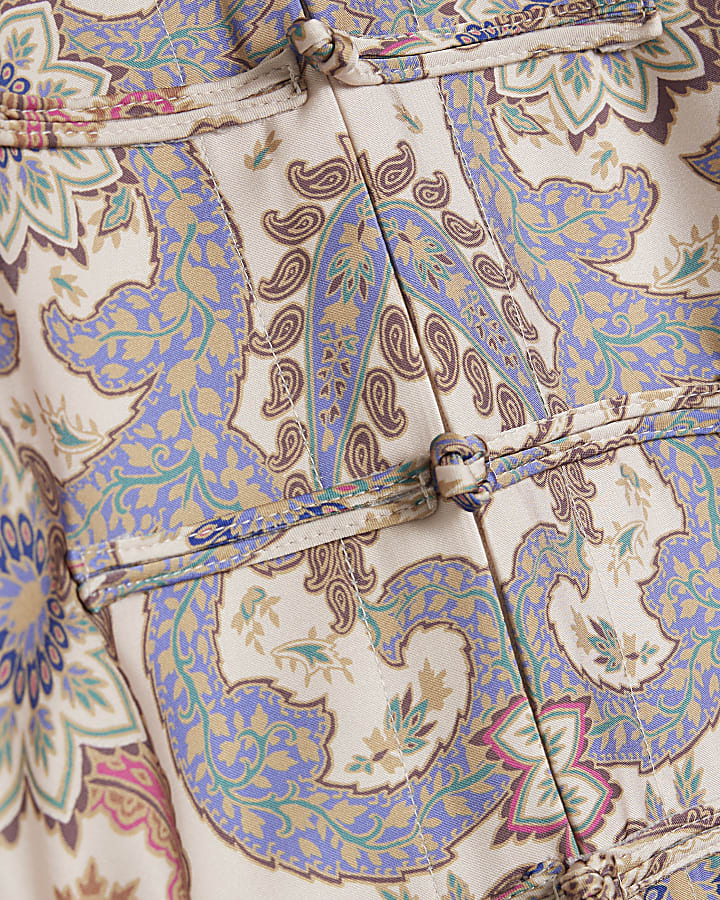 Cream Satin Paisley Print Blouse