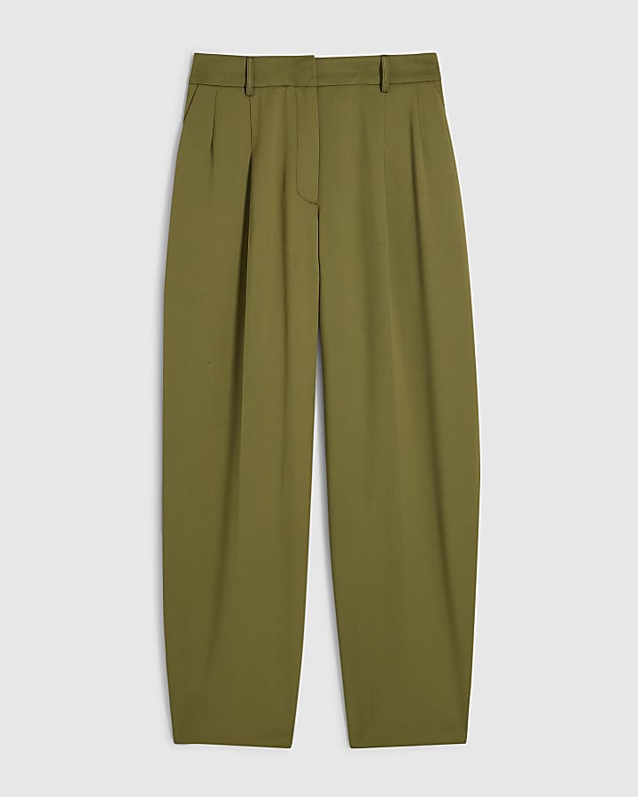 Green Barrel Leg Trousers