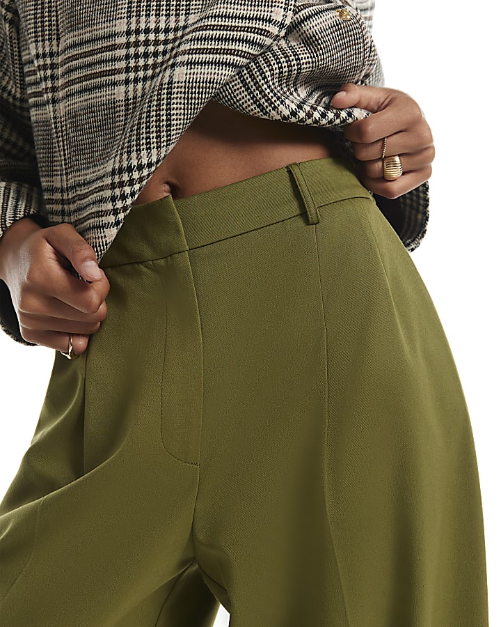 Green Barrel Leg Trousers
