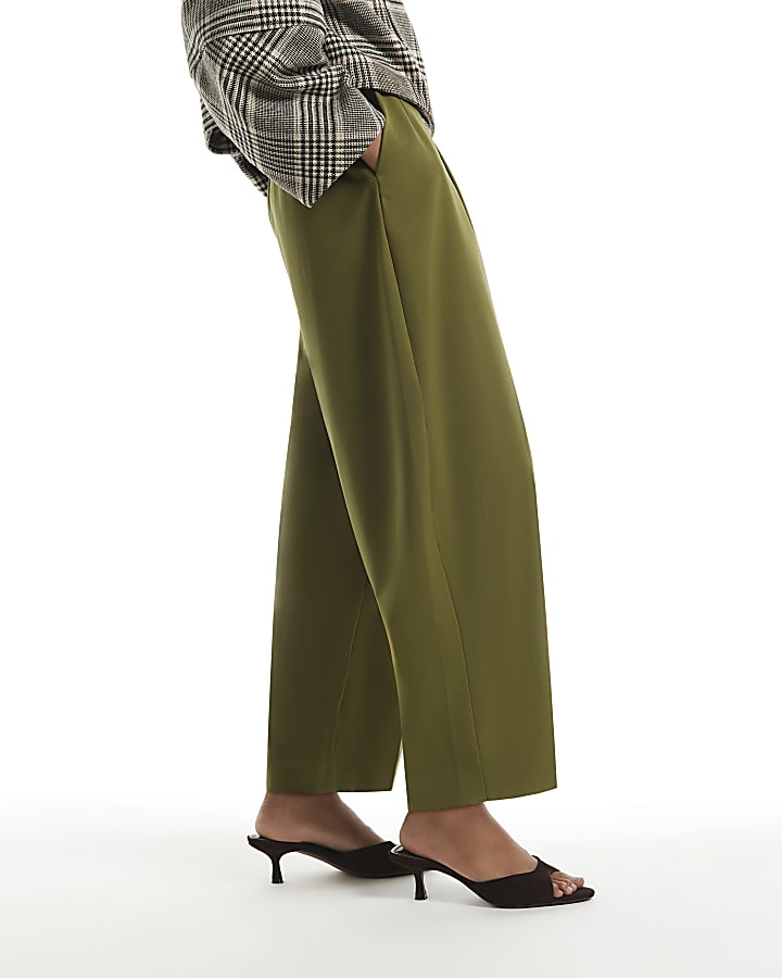 Green Barrel Leg Trousers