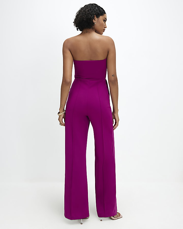 Purple Bandeau Wide Leg Jumpsuit