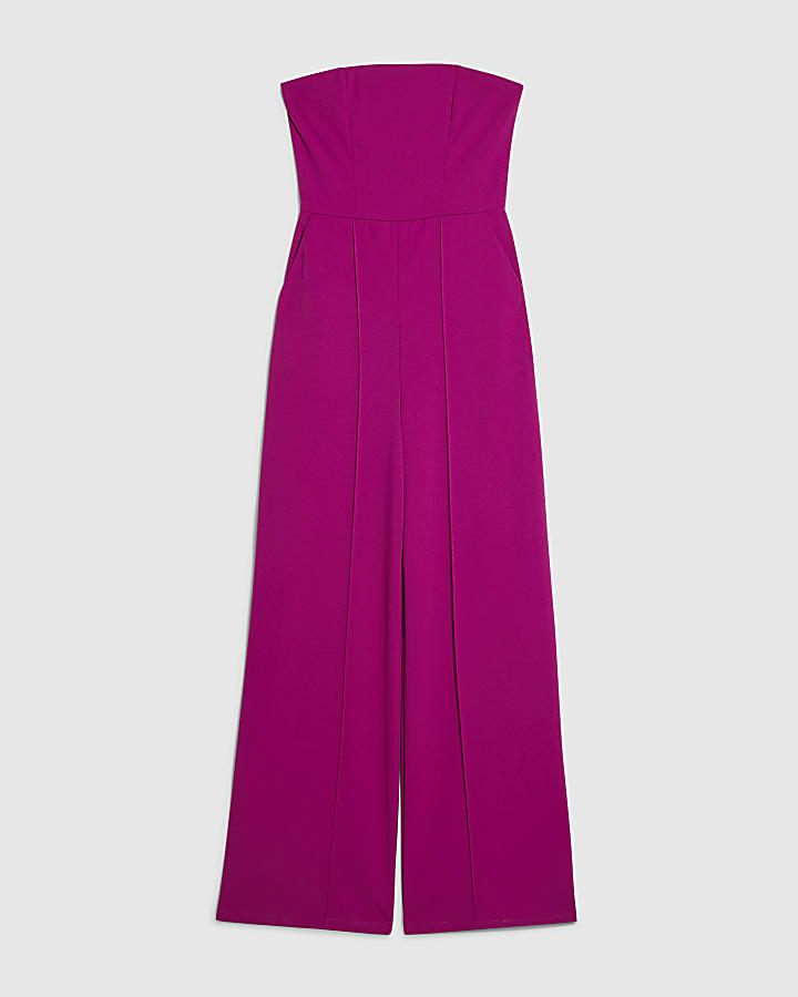 Purple Bandeau Wide Leg Jumpsuit
