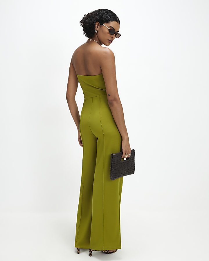 Green Bandeau Wide Leg Jumpsuit