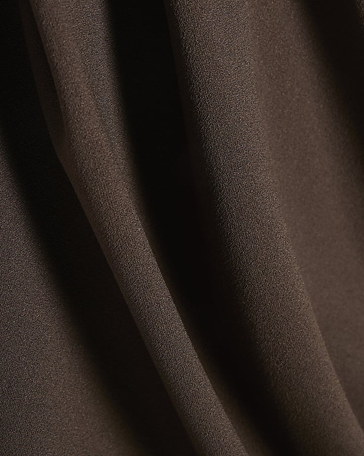 Brown Peplum Midi Dress