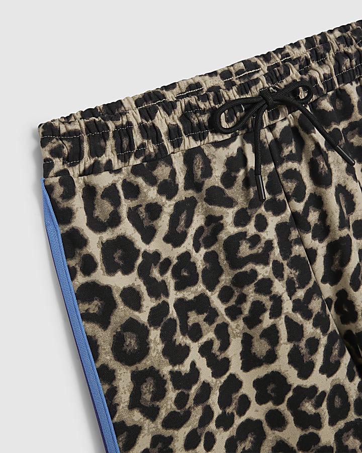 Brown Premium Leopard Print Wide Leg Trousers