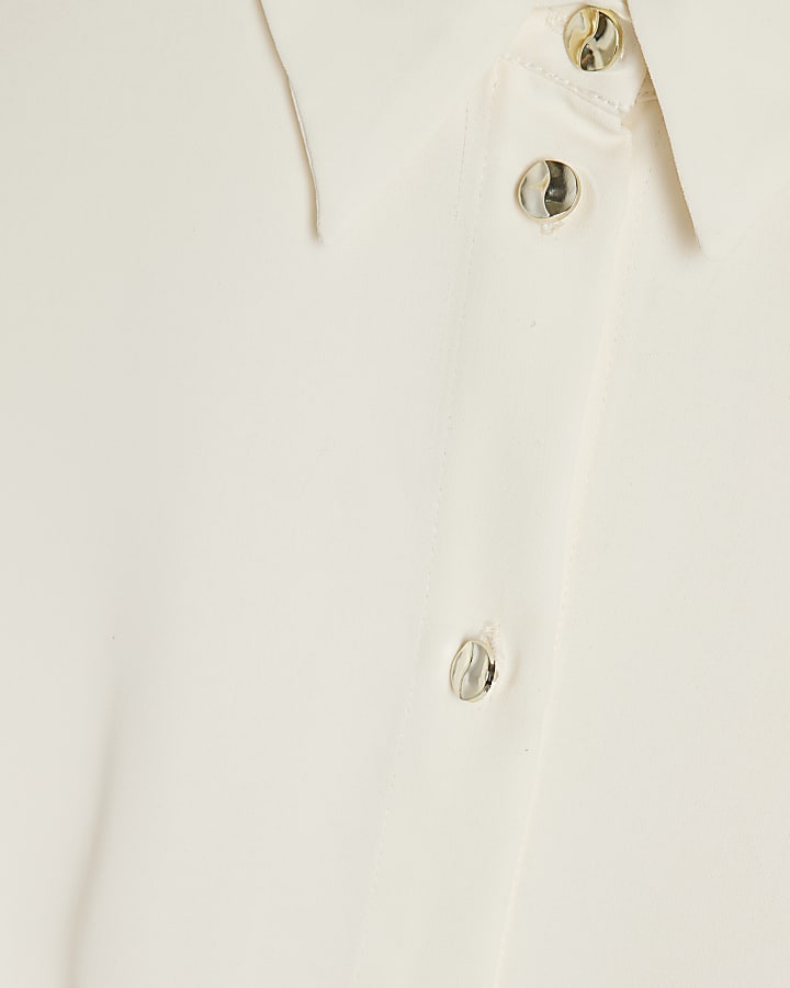 Cream Cropped Blouson Blouse