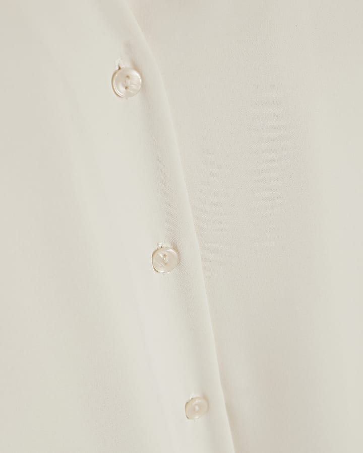 Cream Cap Sleeve Ruffle Shirt