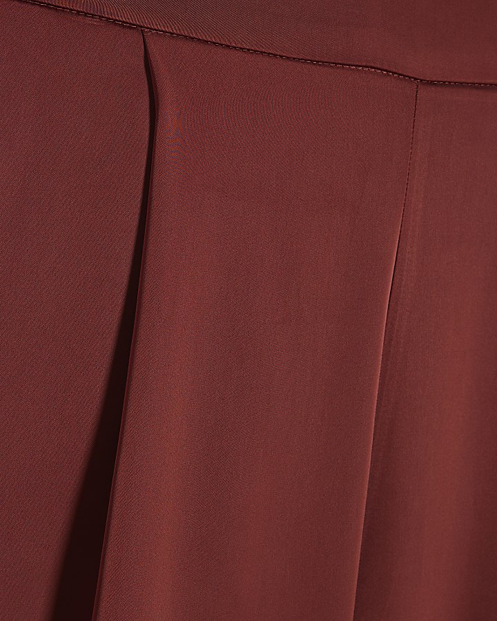 Brown Satin Wide Leg Trousers