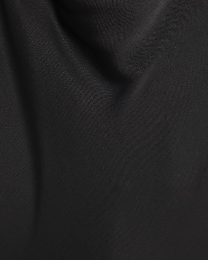 Black Satin Halter Neck Sleeveless Top