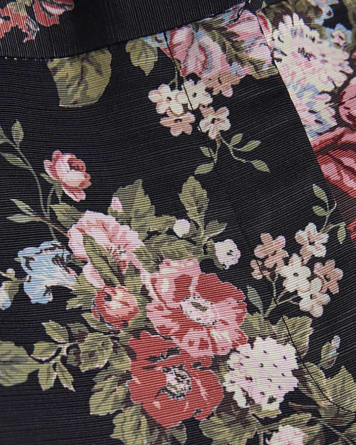 Black Floral Shorts