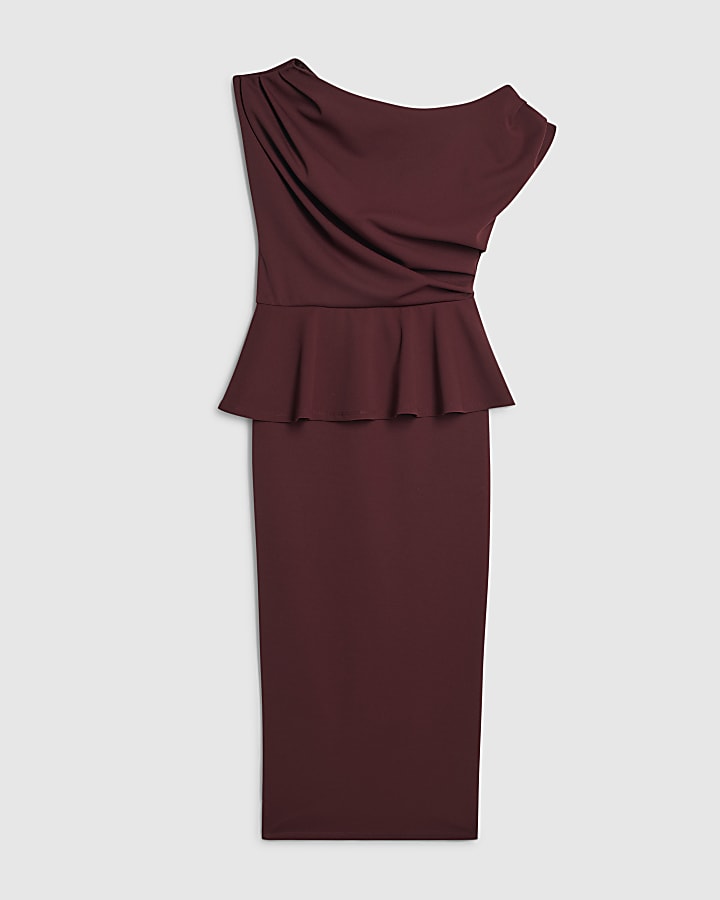 Red Peplum Midi Dress