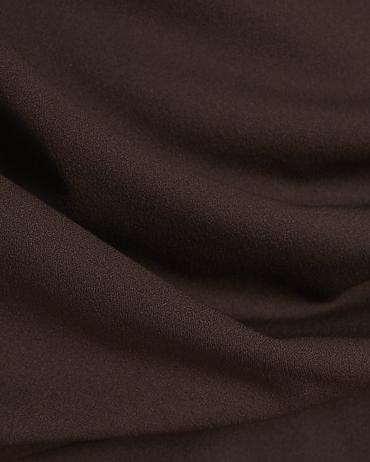 Petite Brown Peplum Midi Dress