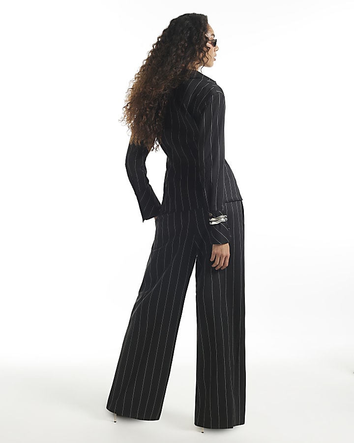 Black Stripe Wide Leg Trousers