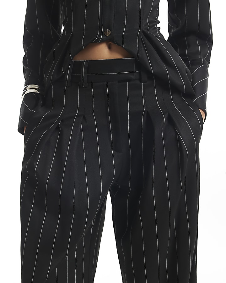 Black Stripe Wide Leg Trousers