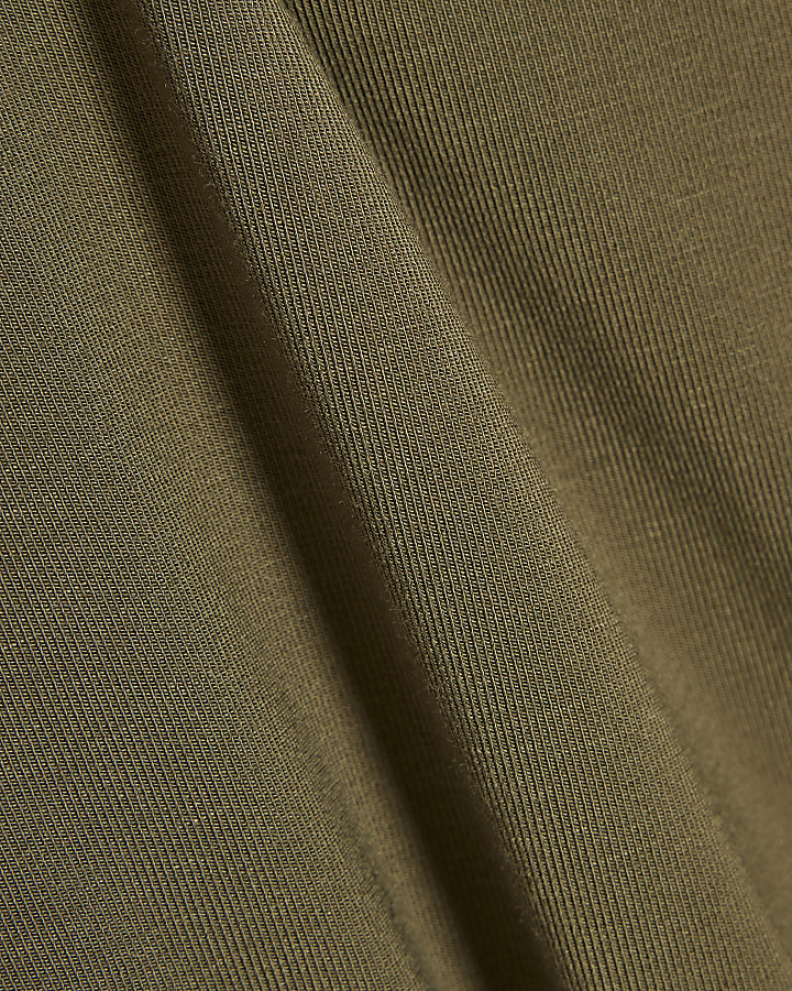 Khaki Sleeveless Contrast Binding Bodysuit