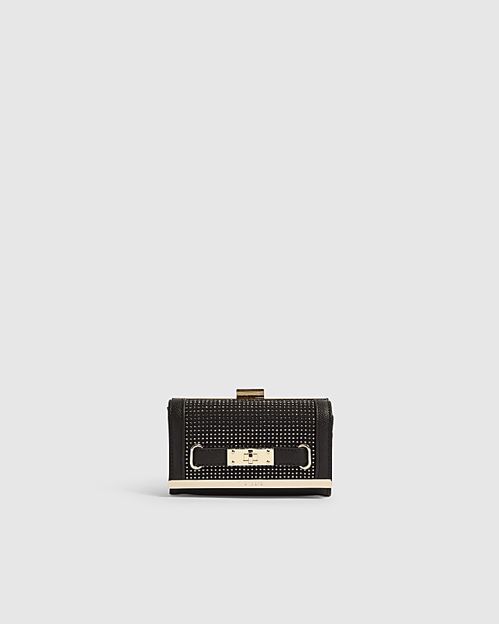 Black Embellished Medium Cliptop Purse