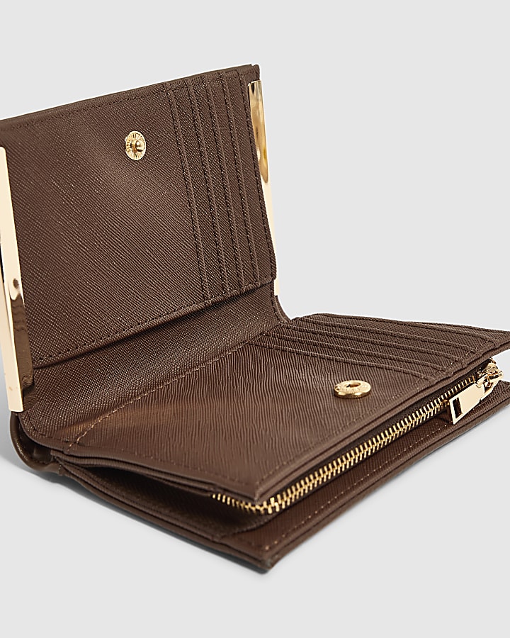 Brown Monogram Embossed Foldout Purse