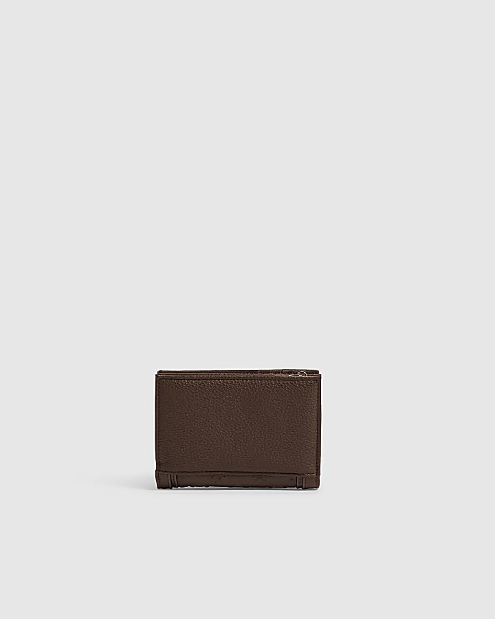 Brown Monogram Embossed Foldout Purse