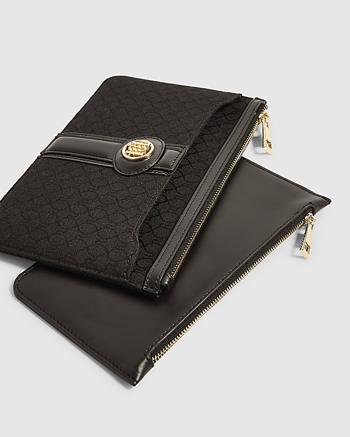 Black Monogram Travel Wallet