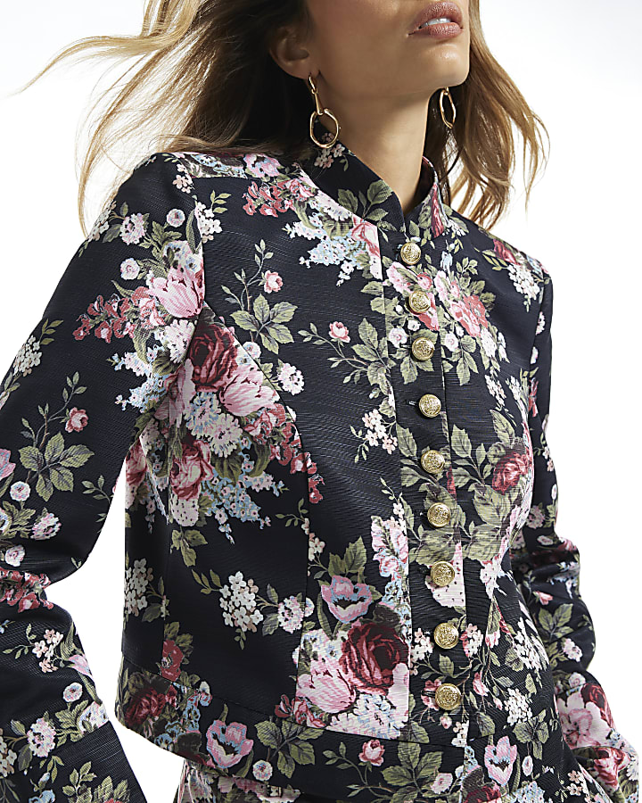 Black Floral Ottoman Drummer Jacket