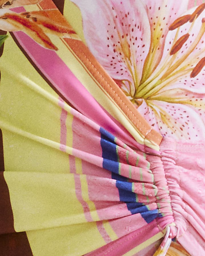 Pink Floral Wrap Swimsuit