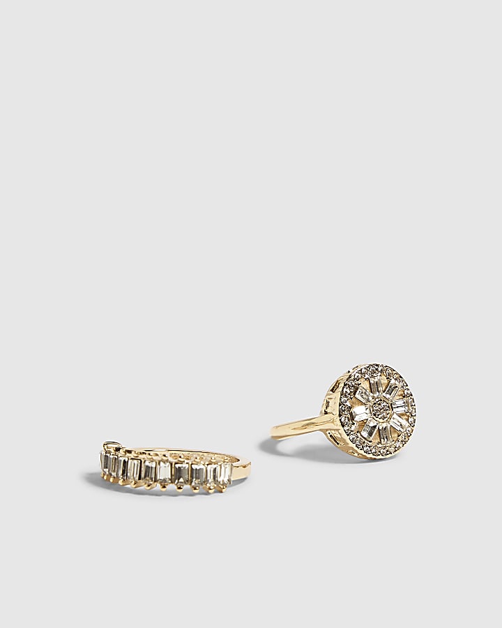 Gold Mixed Rings Pack of 2
