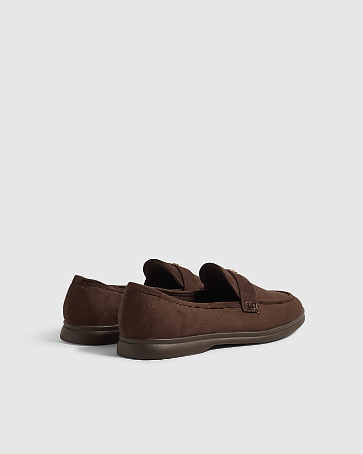 Brown Faux Suede Loafers