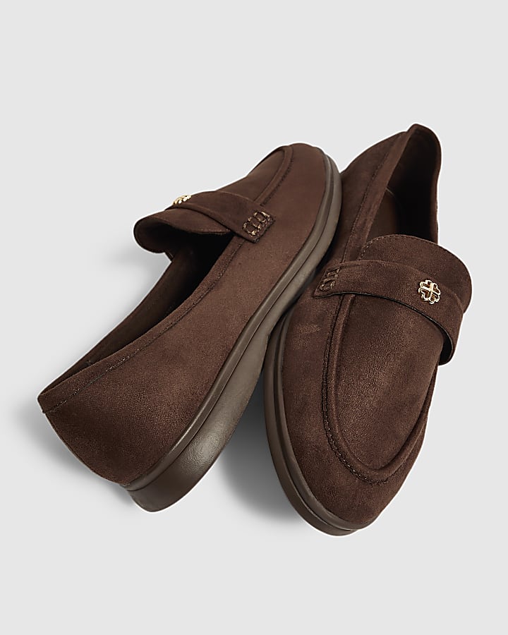 Brown Faux Suede Loafers