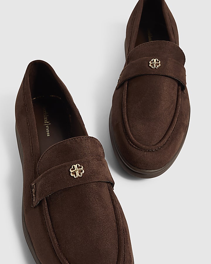 Brown Faux Suede Loafers