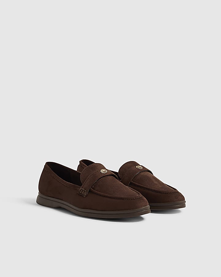 Brown Faux Suede Loafers