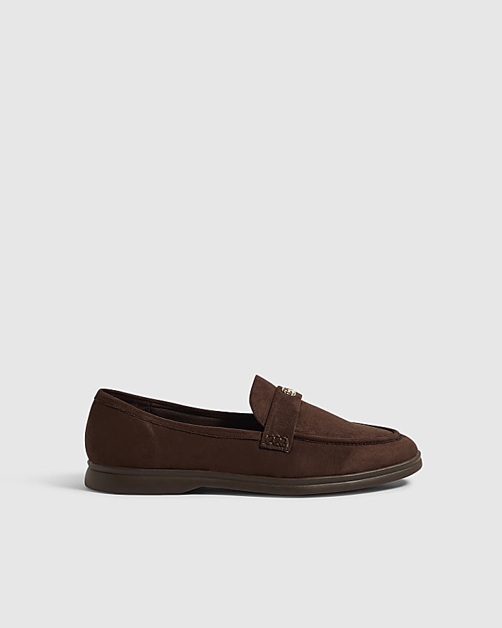 Brown Faux Suede Loafers