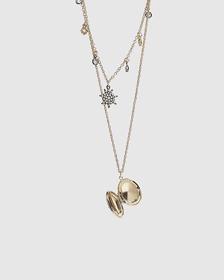 Gold Celestial Locket Necklace