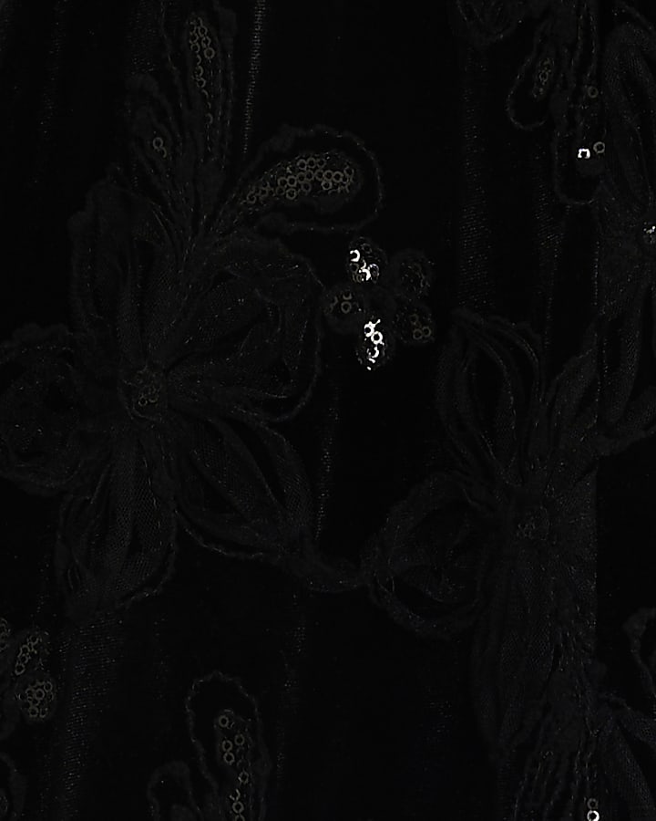 Black Sequin Velvet Bow Back Mini Dress