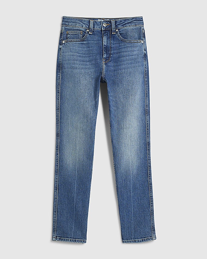 Petite Blue High Waisted Cigarette Jeans