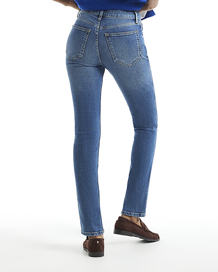 Blue High Waisted Cigarette Jeans
